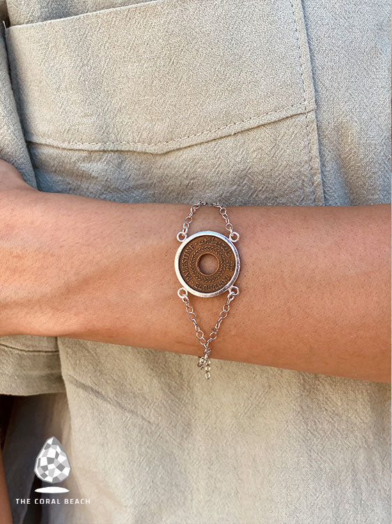 Palestinian coin 5 mil bronze bracelet
