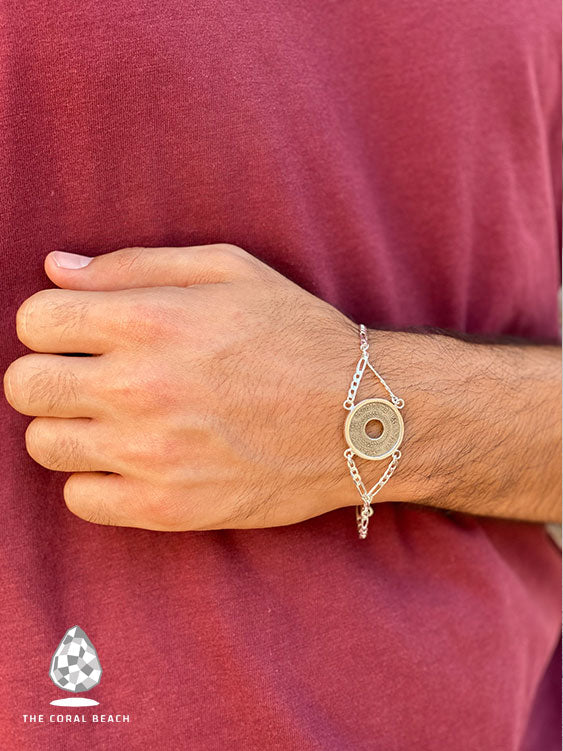 Palestinian coin 5 mil silver bracelet