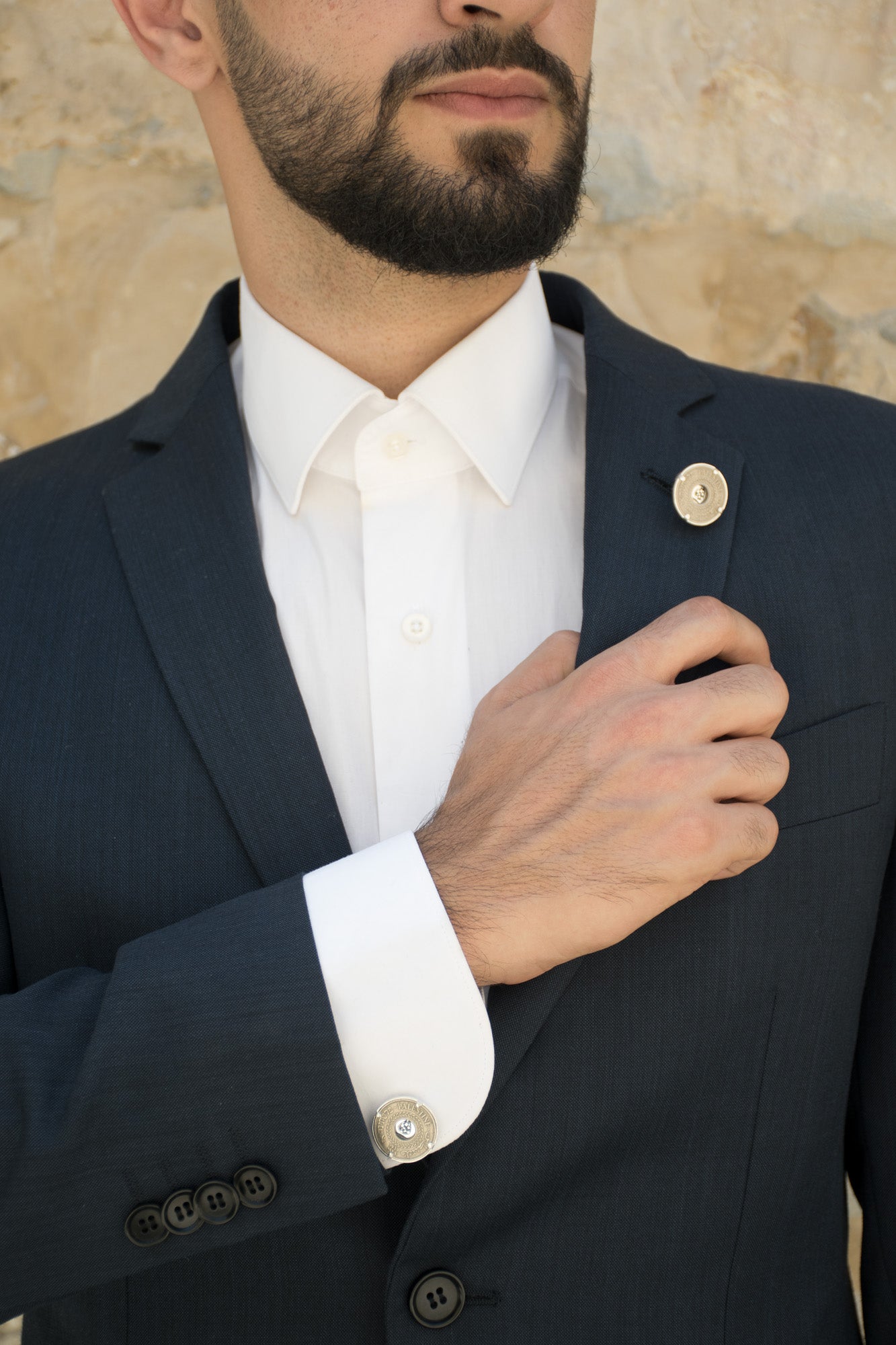 Palestinian coin 5 mil silver cufflinks