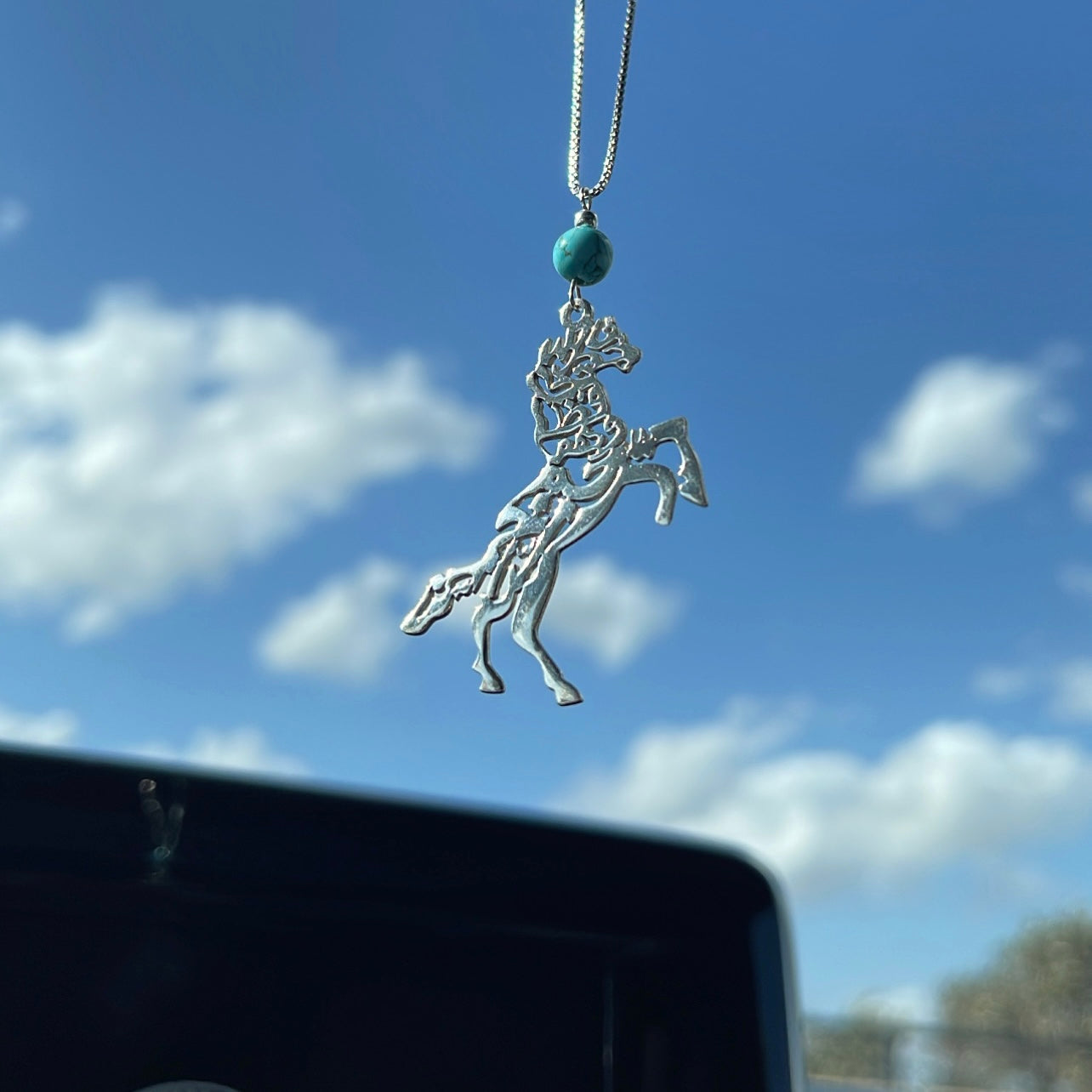 Horse car mirror / Necklace with a verse from "سورة يوسف" with turquoise stone