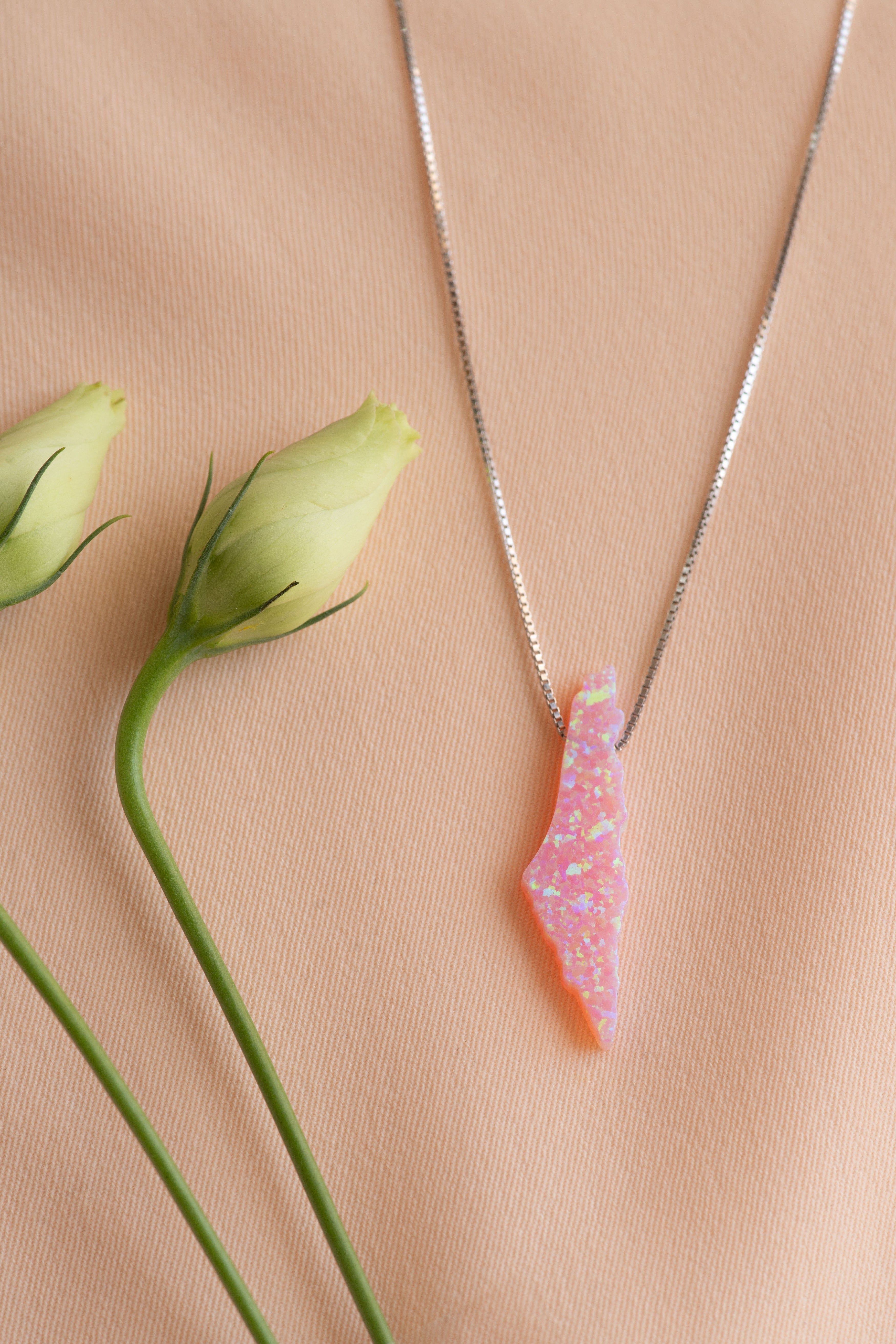 Opal Palestine map necklace