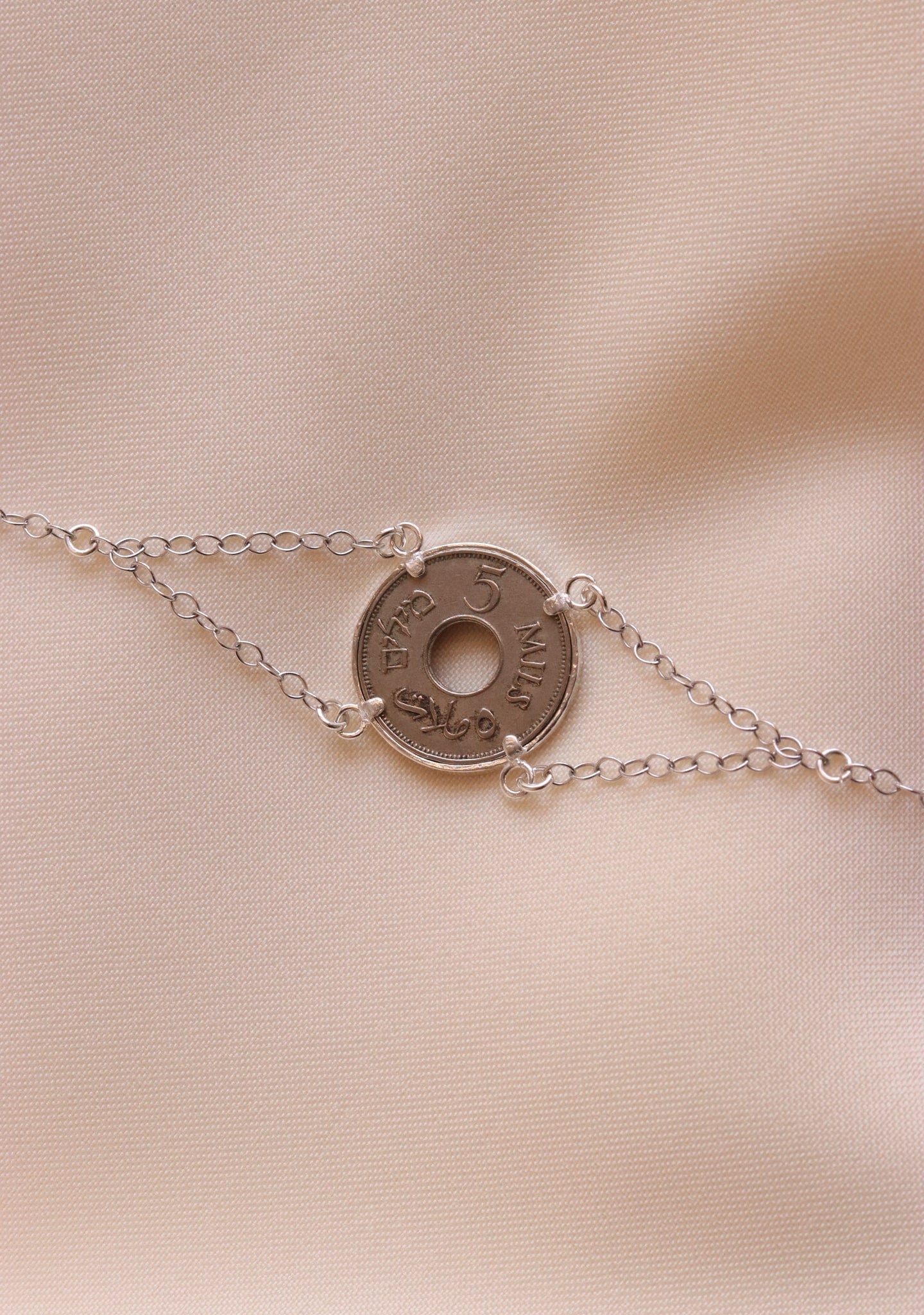 Palestinian coin 5 mil silver bracelet