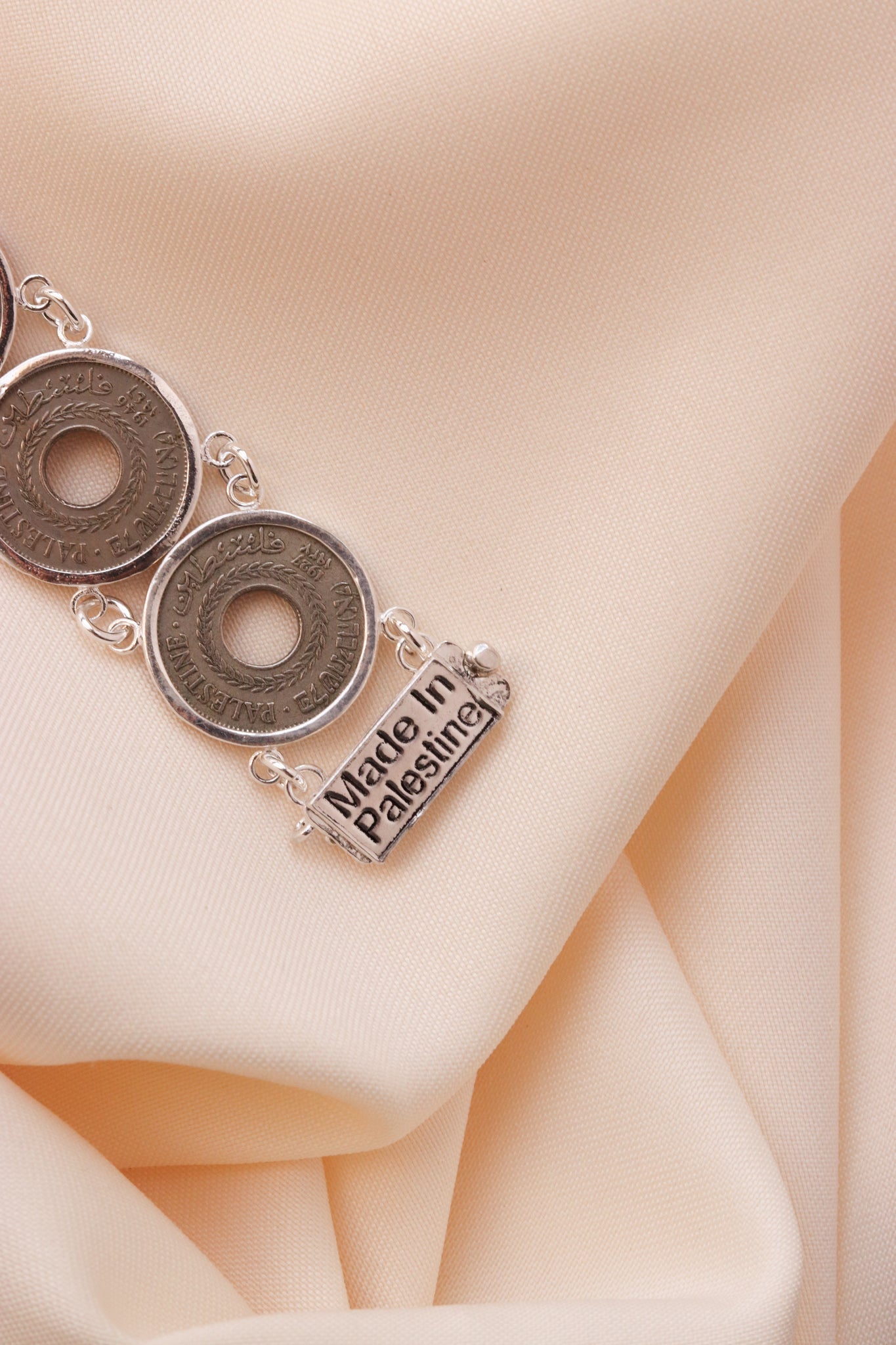 Palestinian coins 5 mil silver bracelet