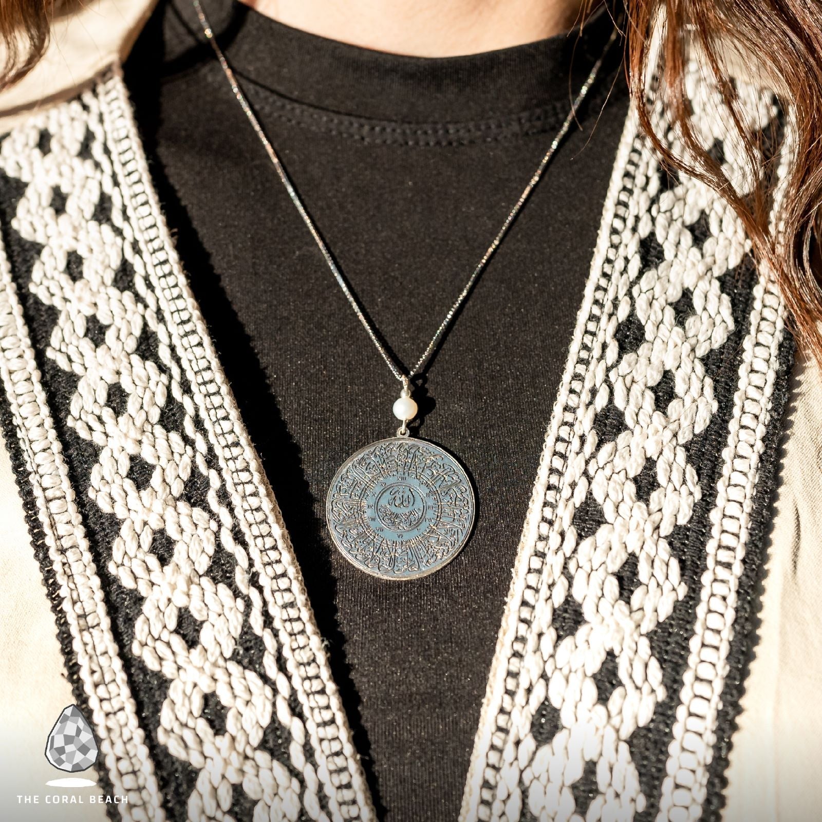 "Al-kursi " verse car mirror / Necklace with turquoise stone