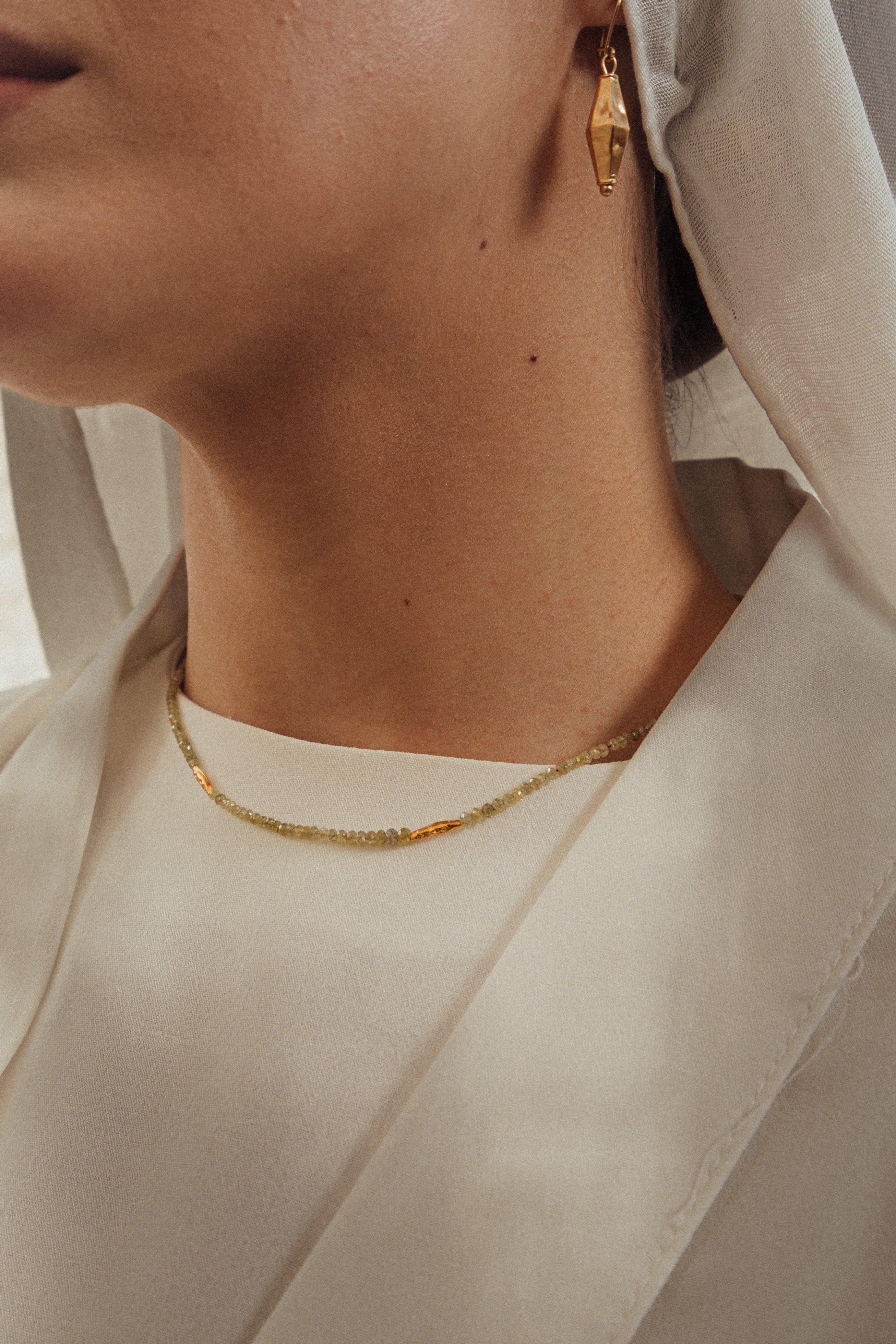Small olive beads with Diamonds