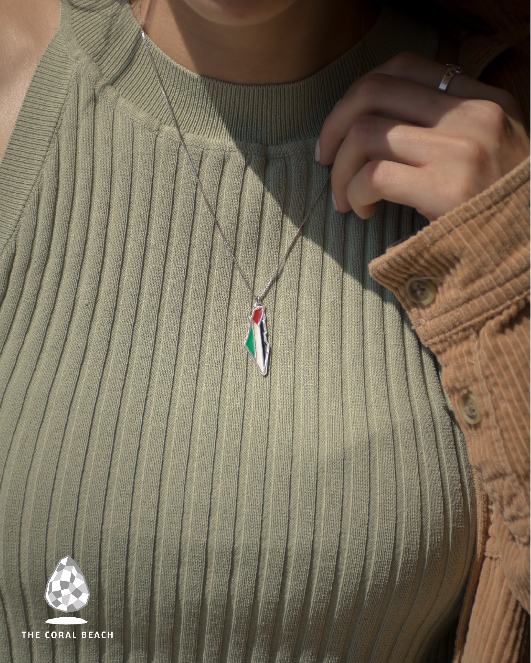 Palestine map with flag necklace