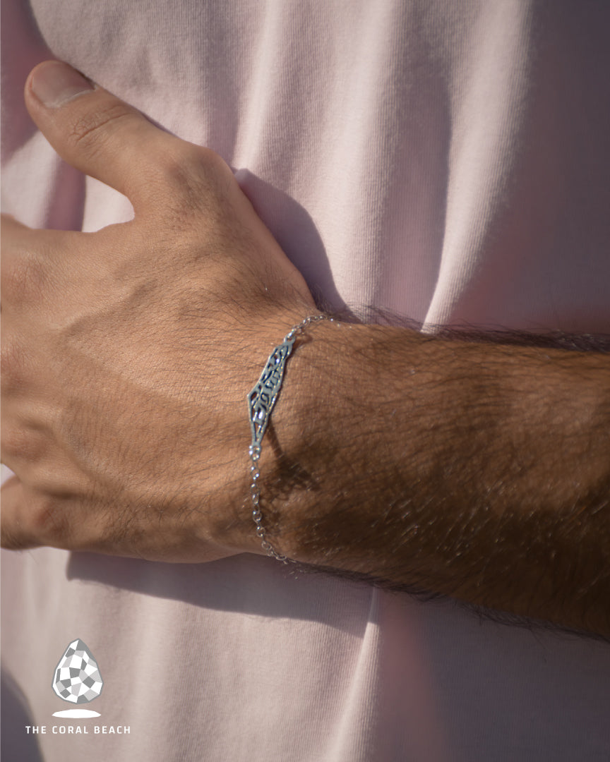 Palestine map with olive leaves pattern  inside bracelet
