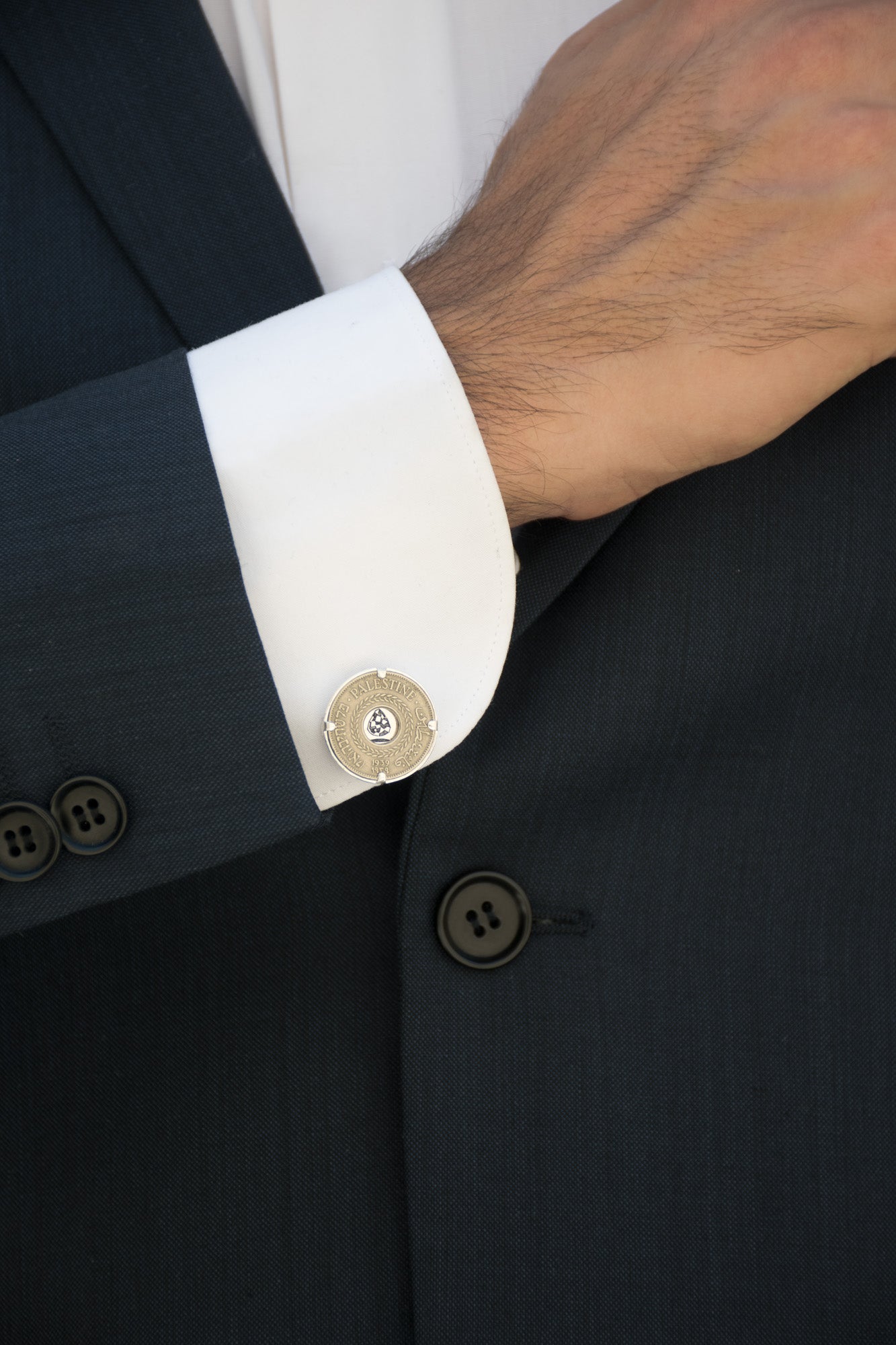 Palestinian coin 5 mil silver cufflinks