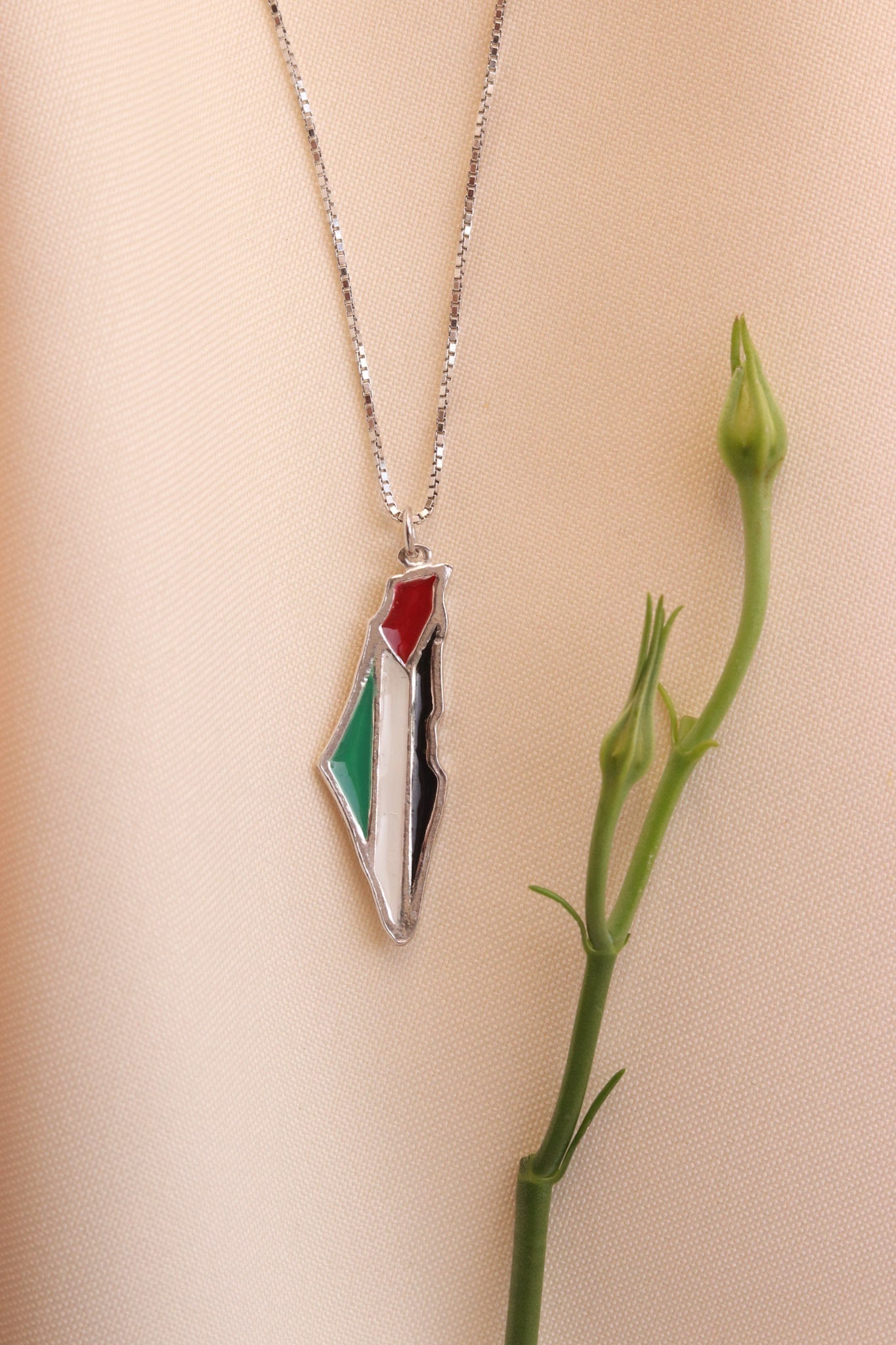 Palestine map with flag necklace